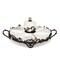 Gerson 20.75" White and Black Unique Round Lazy Susan with Gold Leaf Metal Base with Handles